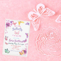 Kleurrijke waterverf Floral Butterfly Baby shower