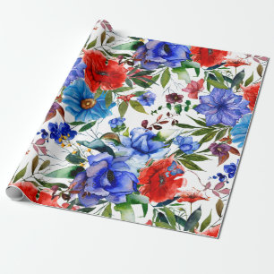 Kleurrijke Waterverf Floral Cadeaupapier