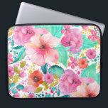Kleurrijke Waterverf Floral Collage Laptop Sleeve<br><div class="desc">Kleurrijke waterverven florale collage boven witte achtergrond.</div>