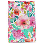 Kleurrijke Waterverf Floral Collage Patroon Medium Cadeauzakje (Voorkant)