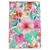 Kleurrijke Waterverf Floral Collage Patroon Medium Cadeauzakje (Achterkant)