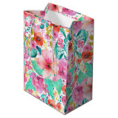 Kleurrijke Waterverf Floral Collage Patroon Medium Cadeauzakje (Achterkant Gekanteld)