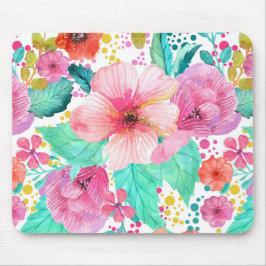 Kleurrijke Waterverf Floral Collage Patroon Muismat