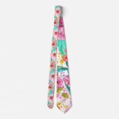 Kleurrijke Waterverf Floral Collage Patroon Stropdas (Achterkant)