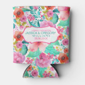 Kleurrijke Waterverf Floral Collage Sjabloon Blikjeskoeler (Voorkant)