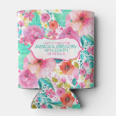 Kleurrijke Waterverf Floral Collage Sjabloon Blikjeskoeler (Achterkant)