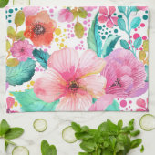 Kleurrijke Waterverf Floral Collage Theedoek (Gevouwen)