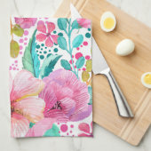 Kleurrijke Waterverf Floral Collage Theedoek (Quarter Fold)