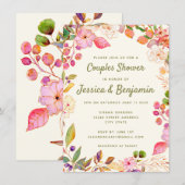 Kleurrijke Waterverf Floral Custom Couples Shower Kaart (Voorkant / Achterkant)