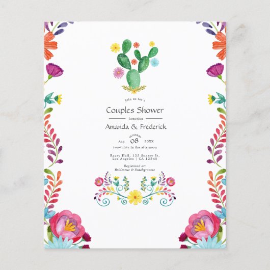 Kleurrijke Waterverf Floral Fiesta Couples Shower Flyer (Voorkant)