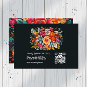 Kleurrijke Waterverf Floral Fiesta Wedding QR Code RSVP Kaartje