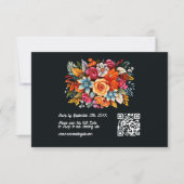 Kleurrijke Waterverf Floral Fiesta Wedding QR Code RSVP Kaartje (Voorkant)