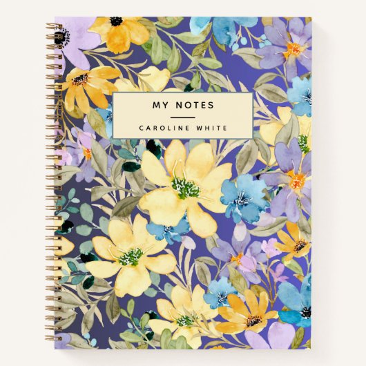 Kleurrijke Waterverf Floral gepersonaliseerd Notitieboek (Voorkant)