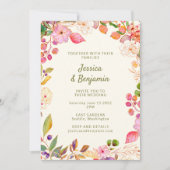 Kleurrijke Waterverf Floral Illustration Wedding Kaart (Voorkant)