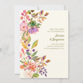 Kleurrijke Waterverf Floral Illustration Wedding Save The Date (Voorkant)