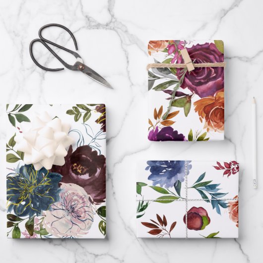 Kleurrijke Waterverf Floral Inpakpapier Vel (Voorkant)