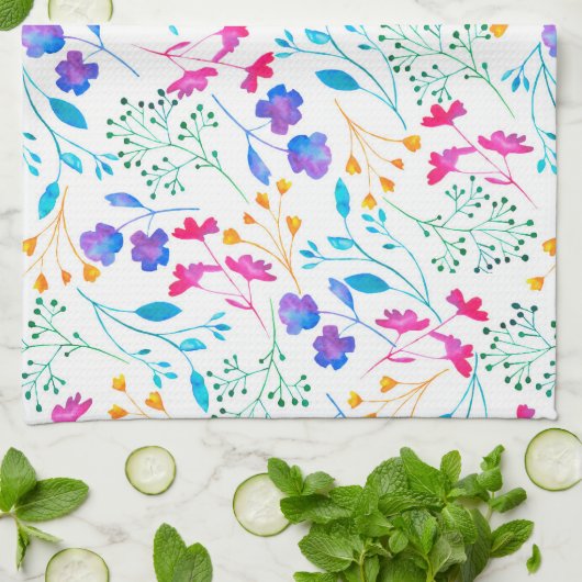 Kleurrijke Waterverf Floral Kitchen Tea Towel Theedoek (Gevouwen)