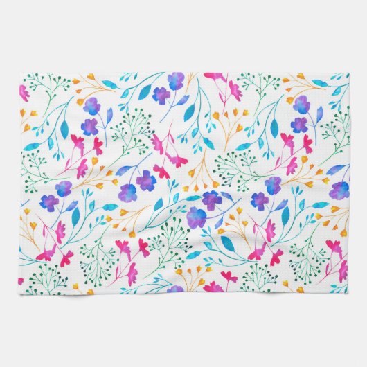 Kleurrijke Waterverf Floral Kitchen Tea Towel Theedoek (Horizontaal)