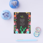 Kleurrijke Waterverf Floral Mexican Fiesta Wedding Flyer (Enkel)
