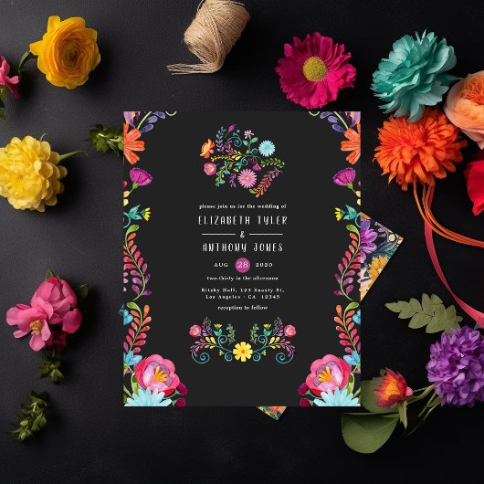 Kleurrijke Waterverf Floral Mexican Fiesta Wedding Flyer