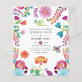 Kleurrijke Waterverf Floral Mexican Fiesta Wedding Flyer