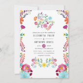 Kleurrijke Waterverf Floral Mexican Fiesta Wedding Kaart (Voorkant)