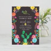 Kleurrijke Waterverf Floral Mexican Fiesta Wedding Kaart (Staand voorkant)