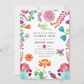 Kleurrijke Waterverf Floral Mexican Fiesta Wedding Kaart (Voorkant)
