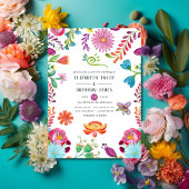 Kleurrijke Waterverf Floral Mexican Fiesta Wedding Kaart