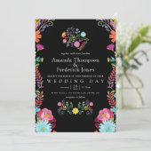 Kleurrijke Waterverf Floral Mexican Fiesta Wedding Kaart (Staand voorkant)