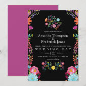 Kleurrijke Waterverf Floral Mexican Fiesta Wedding Kaart (Voorkant / Achterkant)