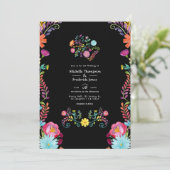 Kleurrijke Waterverf Floral Mexican Fiesta Wedding Kaart (Staand voorkant)