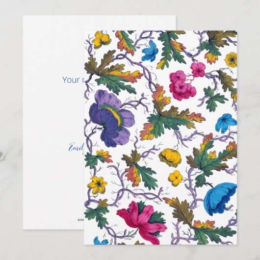 Kleurrijke  Waterverf Floral Notitiekaartje (Voorkant / Achterkant)