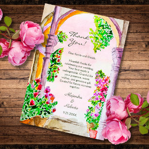 Kleurrijke Waterverf Floral Old Town Mexico Bedankkaart