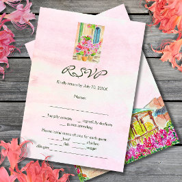 Kleurrijke Waterverf Floral Old Town Mexico RSVP Kaartje