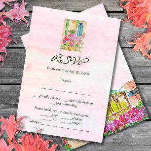 Kleurrijke Waterverf Floral Old Town Mexico RSVP Kaartje