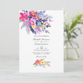 Kleurrijke Waterverf Floral QR Code RSVP Weddensch Kaart (Staand voorkant)