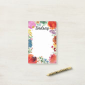 Kleurrijke Waterverf Floral — Speciaal schrijfwerk Post-it® Notes (Op bureau)