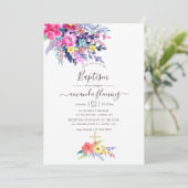 Kleurrijke Waterverf Floral Spring Baptisme Kaart (Staand voorkant)