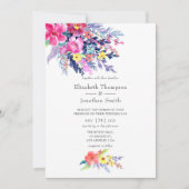 Kleurrijke Waterverf Floral Spring - Summer Weddin Kaart (Voorkant)