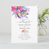 Kleurrijke Waterverf Floral Spring Wedding Kaart (Staand voorkant)