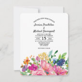 Kleurrijke Waterverf Floral Square Wedding Invite Kaart (Voorkant)