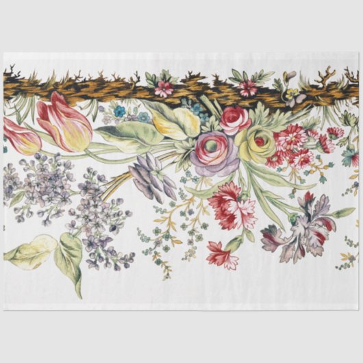 Kleurrijke  Waterverf Floral Tissuepapier (Voorkant)