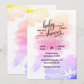 Kleurrijke Waterverf Floral Unisex Baby shower Kaart (Voorkant / Achterkant)