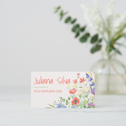 Kleurrijke Waterverf Floral Visitekaartje (Staand voorkant)