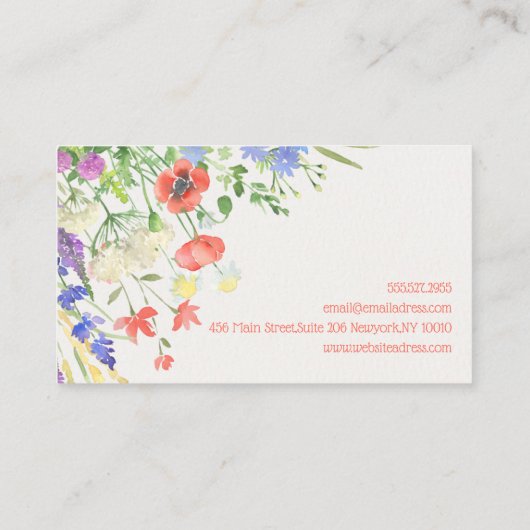 Kleurrijke Waterverf Floral Visitekaartje (Achterkant)
