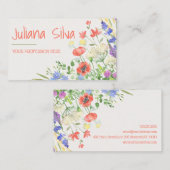 Kleurrijke Waterverf Floral Visitekaartje (Voorkant / Achterkant)