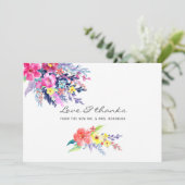 Kleurrijke Waterverf Floral Wedding Bedankkaart (Staand voorkant)