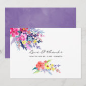 Kleurrijke Waterverf Floral Wedding Bedankkaart (Voorkant / Achterkant)