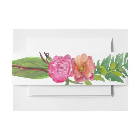 Kleurrijke Waterverf Floral Wedding Belly Band Uitnodigingen Wikkel (Voorkant Voorbeeld)